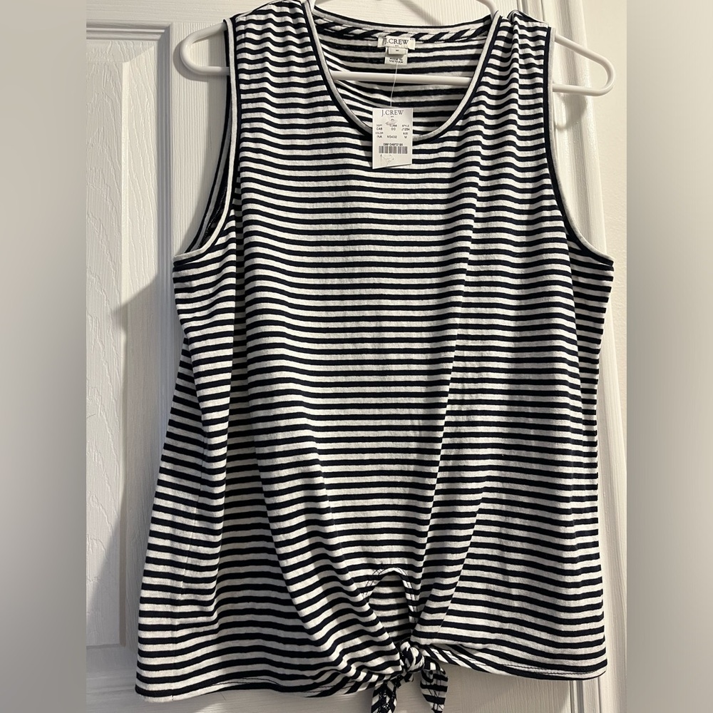 NWT J. Crew striped tie front tank top size M